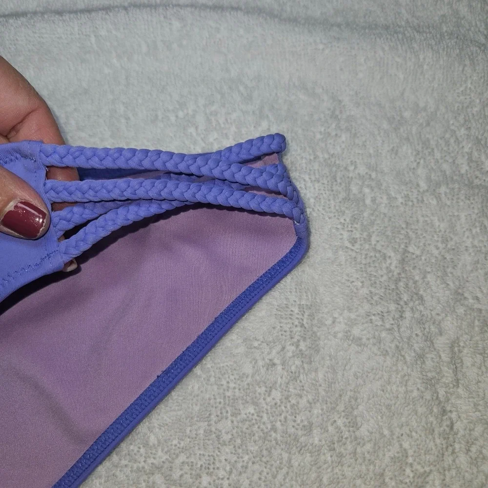 Victoria's Secret Bikini Bottom Purple Braided Strappy Side Medium Swim, Beach